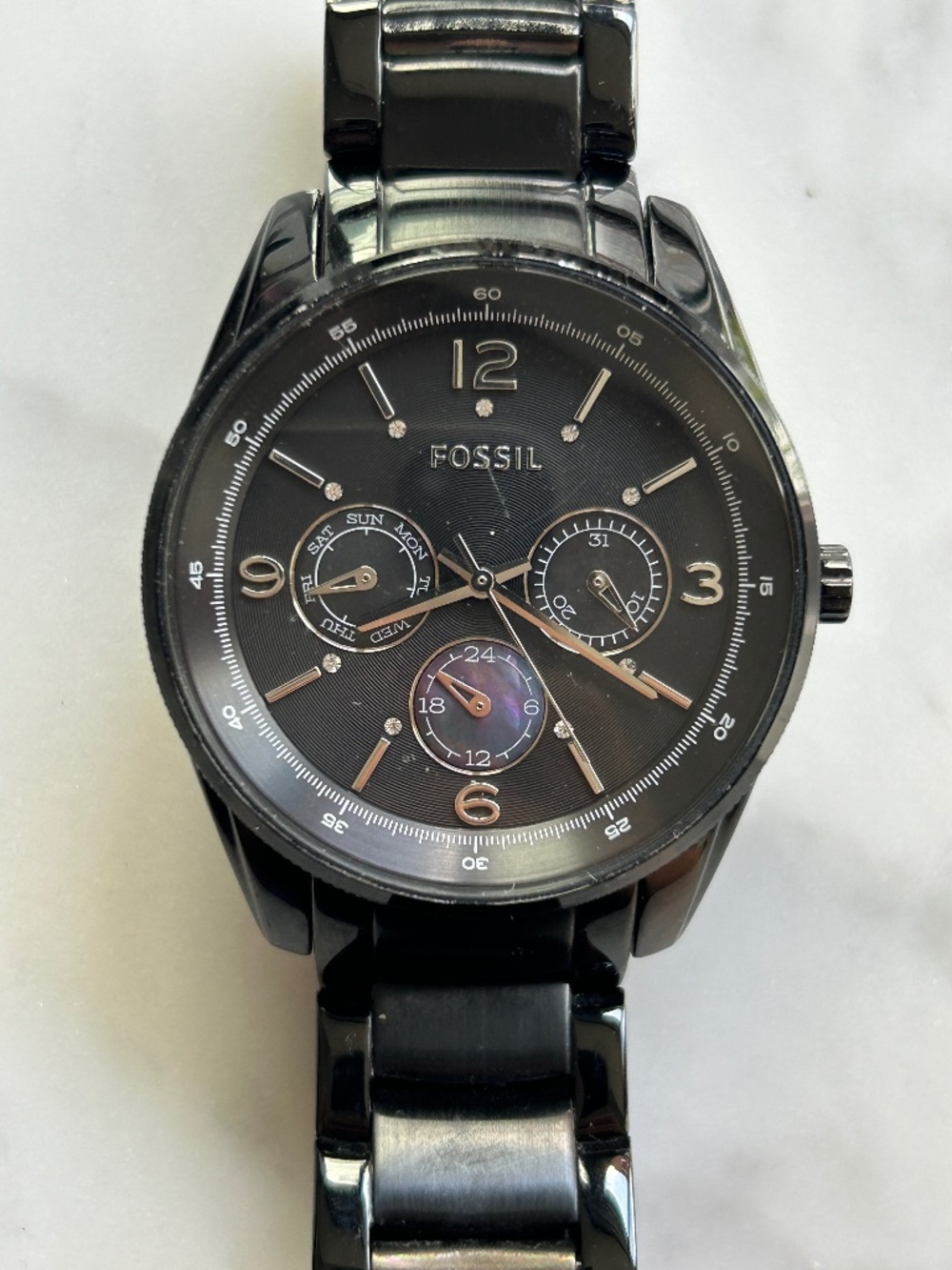 Fossil Black Stainless Steel Multifunction Watch
